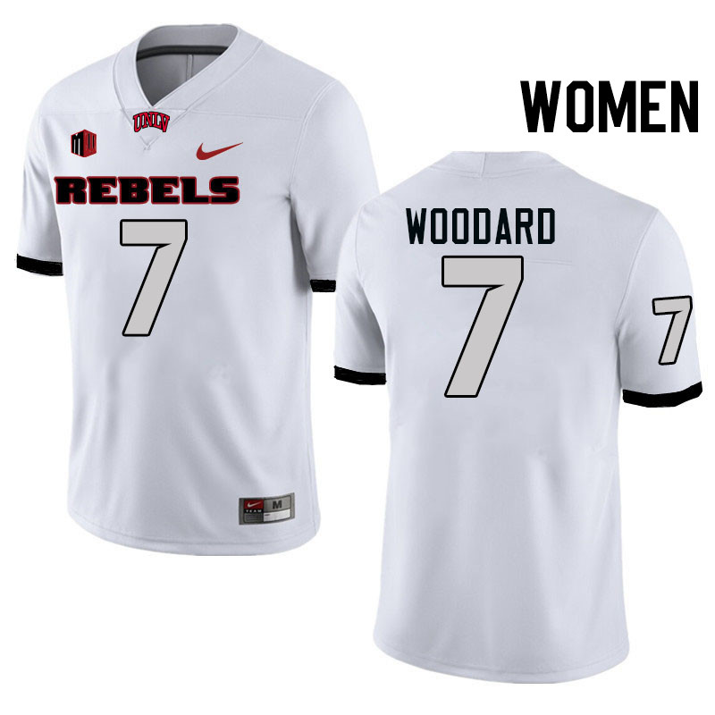 Women #7 Jackson Woodard UNLV Rebels College Football Jerseys Stitched-White